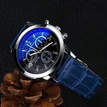 Leather Strap Silver Stainless Steel Wristwatch