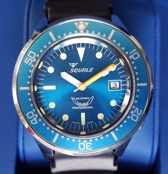 Brand New Squale Dive Watch with Blue Dial (Polished Case) #1521-026-BLR
