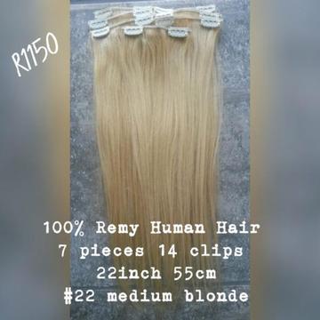 100% Indian Remy human hair Clip ins 22inch