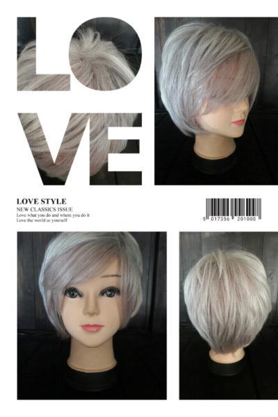 Grey human hair wig