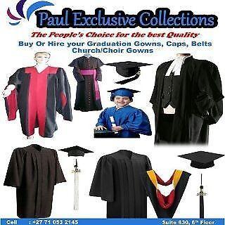 Quality graduation gowns /caps, track suits, church robes, court gowns for sale and hire(best price)