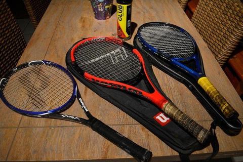 3 tennis rackets Wilson, Crane, Prince