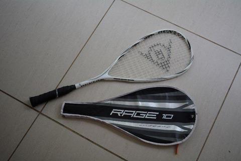 Dunlop Rage 10 squash racket beginners plus glasses