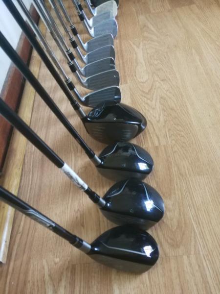 Set of Cleveland 588 TT irons plus Taylormade woods, putter
