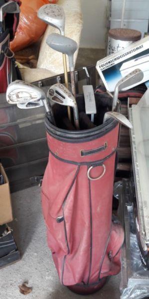 Set of preloved golf clubs and bag