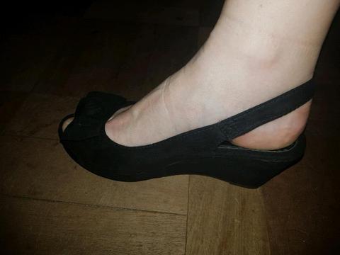 Black summer wedge heels size 4