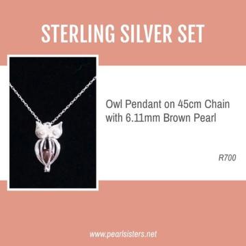 Sterling Silver Jewelry Sets with Pendant and Cultured Pearls