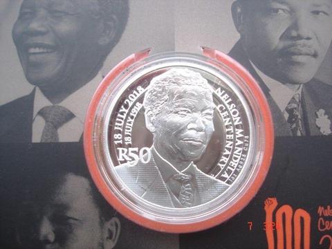 R50 Sterling silver coin Nelson Mandela Centenary Celebration