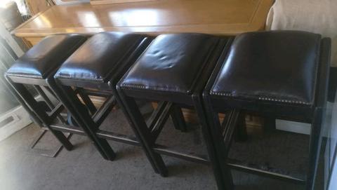 Bar stools x 4 with real leather seats
