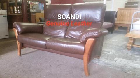 ✔ GENUINE LEATHER Scandi Recliner Couch