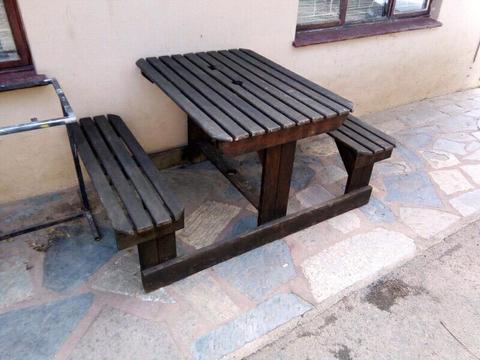 SOLID OUTDOOR TABLE AND BENCH SET