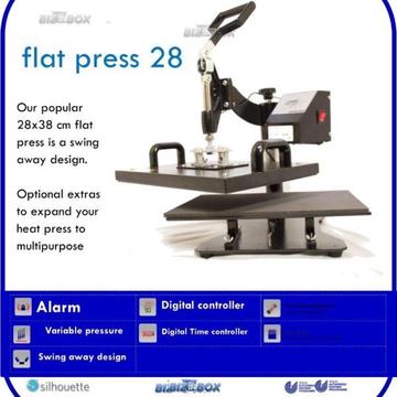 Swing away heat presses in the following sizes: