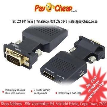 VGA To HDMI Video Adapter With Audio For PC Black