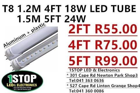 T8 1.5m 5ft 24W LED Tube Light Clear Frosted Cover NOW ONLY R99.00