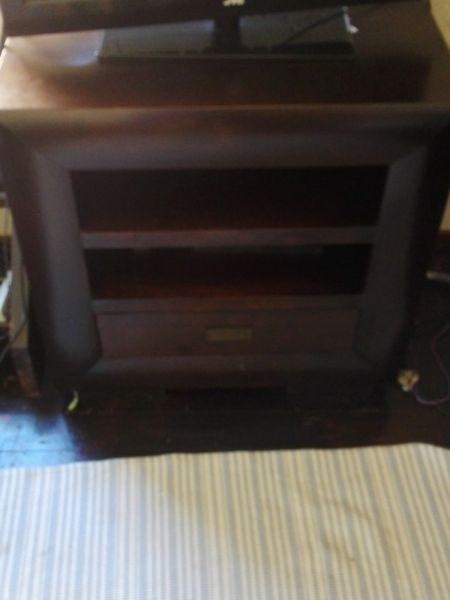 Dark wood TV stand