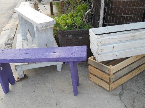 Wooden crates and benches