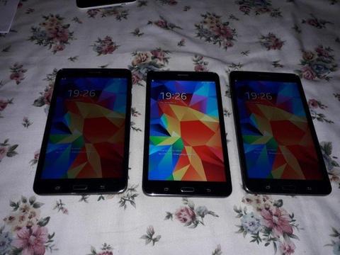 3 Samsung galaxy tab 4s no marks black 7 inch 3g and wifi can phone and whatsapp only R1000 each