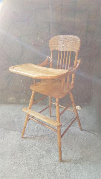 Beautiful vintage solid oak high chair