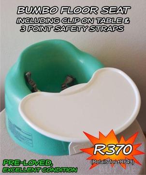 A MUST BUY!! Bumbo Seat with Clip on Tray - Green