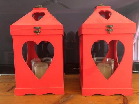 Heart boxed candle holders