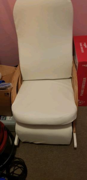 White rocking chair with footstool