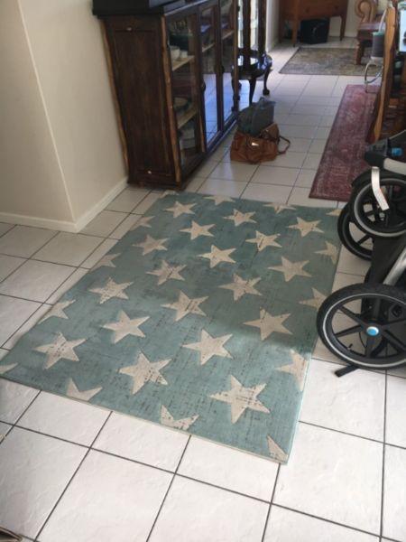 Blue and White Star Rug