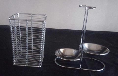 TWO KITCHEN UTENSILS: CUTLERY HOLDER AND DOUBLE SPOON REST: BARGAIN PRICE