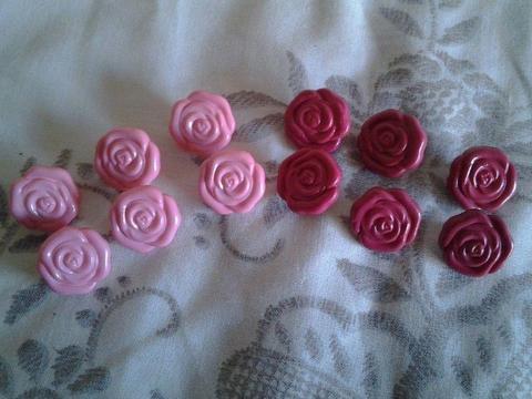 BUTTONS - ROSE - PINK - or - DARK PINK - 6 PCS PER BAG - R10 - BUY MORE GET FLAT-RATE SHIPPING
