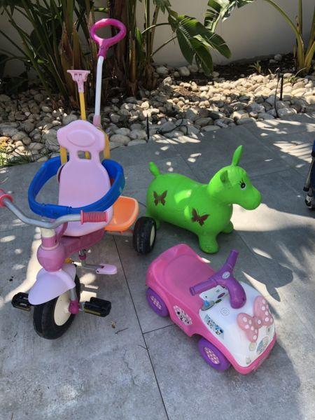 Kids tricycle trike and toys