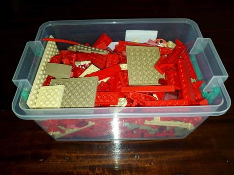 Assorted Red and Beige Lego Bricks