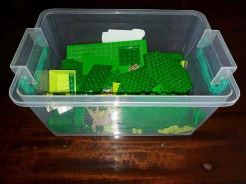 Assorted Green and Light Green Lego Bricks