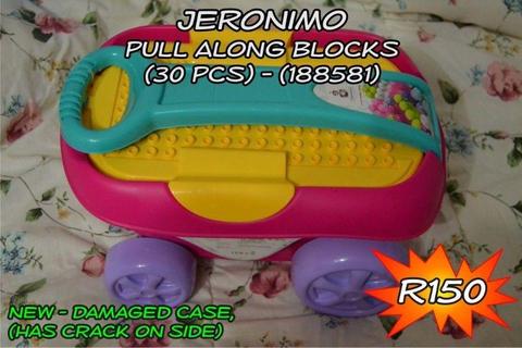 Keep Toddlers entertained with a Jeronimo Pull Along Blocks 30 Pcs set