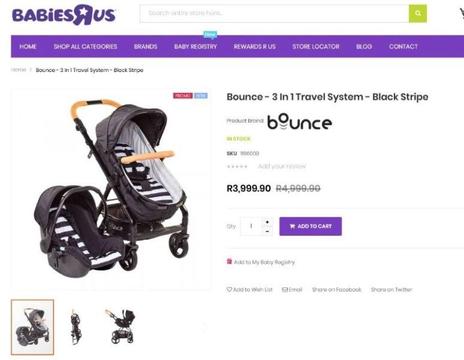 Bounce Platinum 3-in-1 travel set and other baby items