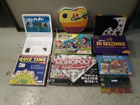 Assorted childens books & board games