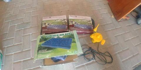 Inflatable camping mattresses. One double. Two singles. And pump. R1000