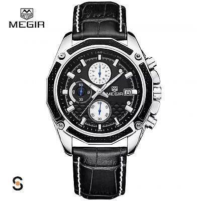 Men's MEGIR Black Leather Watch