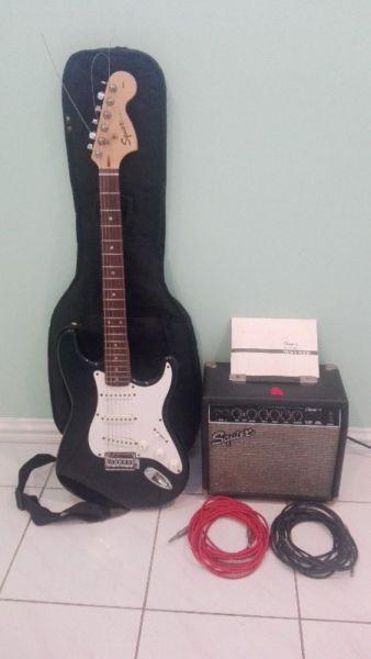 Fender Squire Strat Electric Guitar and Amp Strat Pack