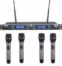 Hybrid+ R4 UHF 4-channel Receiver plus 4x TH1wireless handheld mics