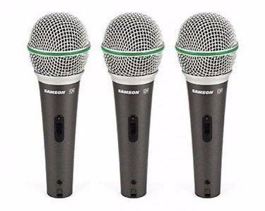 Samson SAQ6 3Pack Dynamic SuperCardioid Handheld Mic Set of 3 Plus MC18 Microphone Cable 3Pack