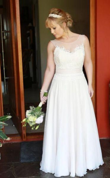 Beautiful Ivory and Blush wedding dress