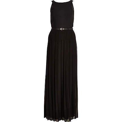 River Island BRAND NEW Black Maxi Dress with TAGS Cut Out back and Pleated Skirt Size UK 10 Medium