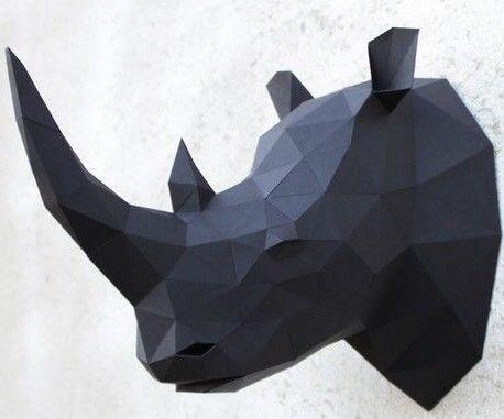 Cardboard Rhino Head Sculpture