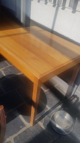 Yellow wood table