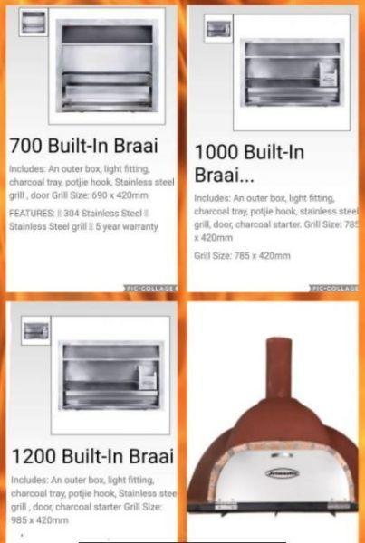 Jetmaster stainless steel braai's, pizza oven and more