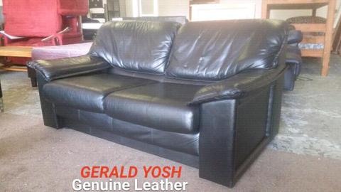 ✔ GERALD YOSH 100% Leather 2 Division Couch