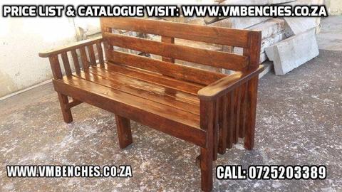 PICNIC BENCHES--GARDEN BENCHES, FULL PRICE LIST--AND--CATALOGUE -- visit--- WWW.VMBENCHES.CO.ZA