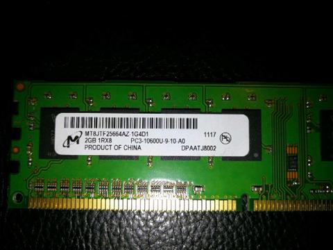 2GB DDR3 Ram modules 6 available - R160 each