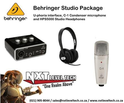Behringer Studio Bundle with UM2 Audio Interface, C-1 Condenser and HPS5000 Studio Headphones