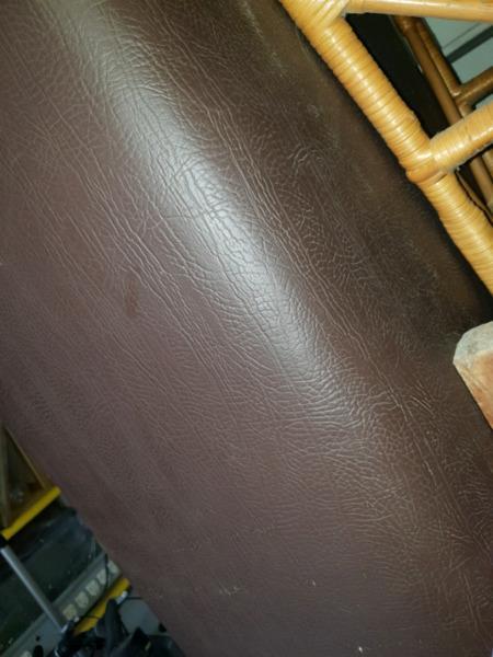 Ottoman newly covered brown leather look