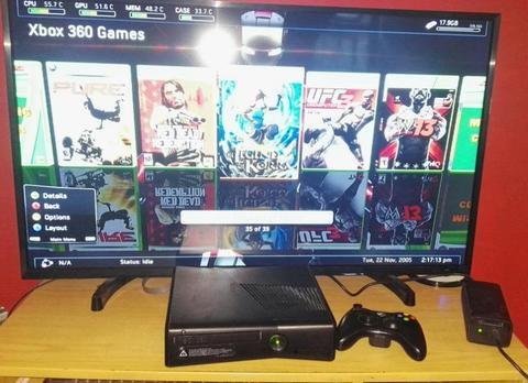 Chipped Xbox 360 Slim 250Gb with 40 Latest Games + FIFA 19